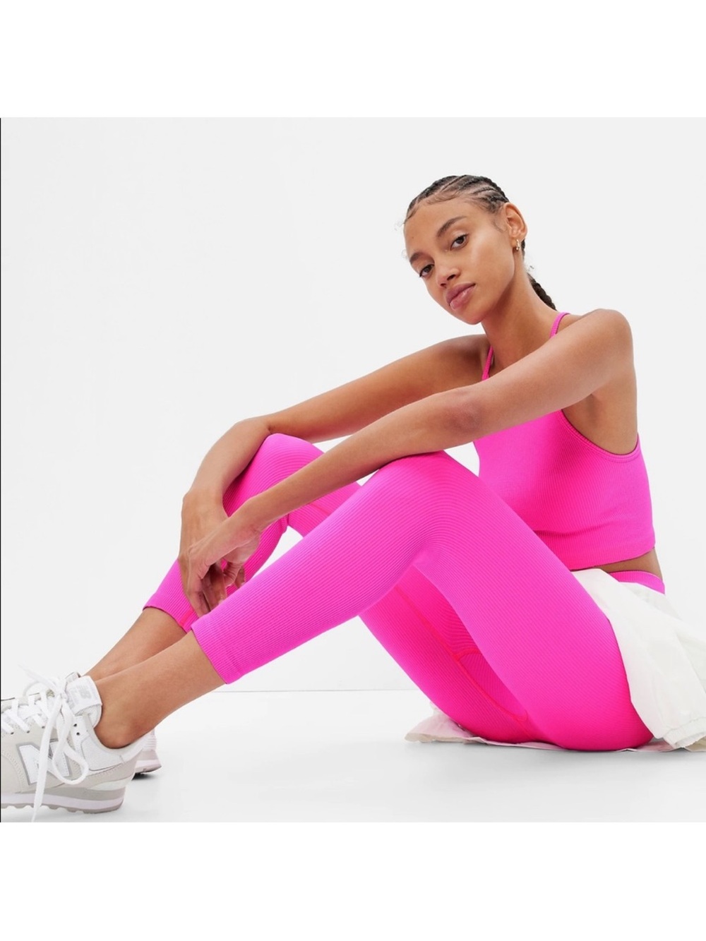 GapFit Hot Pink Seamless Ribbed Leggings- M/L low compression